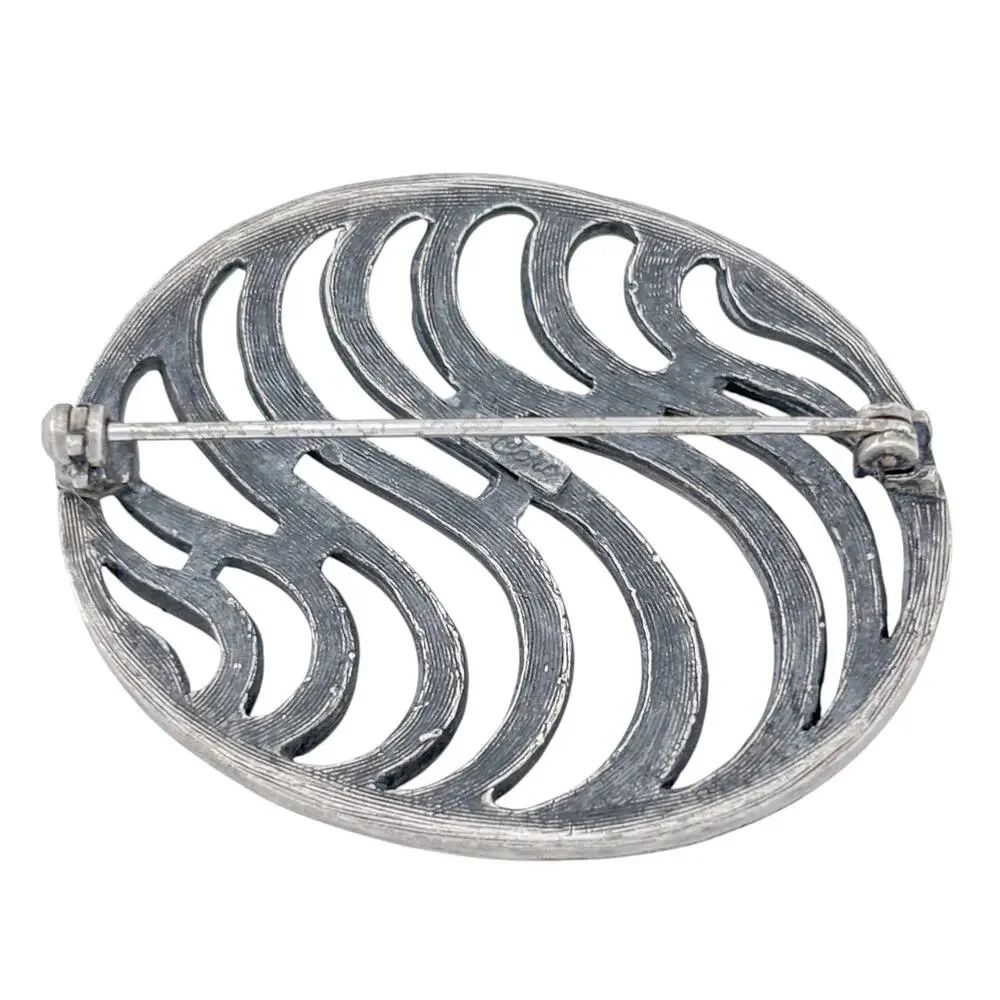 Vintage Coro Silver-Tone Openwork Wave Brooch